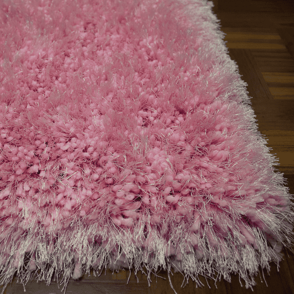 Pink Shag Shaggy Area Rug 8x10 Feet Solid Plush Soft Pile Polyester Decorative Designer Carpet