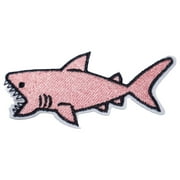 Pink Shark Iron On Travel Patch
