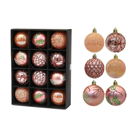 Pink Shatterproof Christmas Ball Ornaments Set Of 12 Pink Metallic Finish Holiday Tree Decorations Party Decoration Plastic Hanging Orbs 2.36 Inches Each For Indoor Outdoor Festive Decor