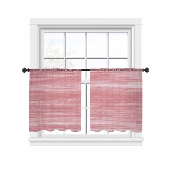 Pink Sheer Curtains 2 Panels Set Modern Abstract Gradient Pink Lines Texture Sheer Window Curtains Light Filtering Rod Pocket Voile Drapes for Bedroom Living Room 52"x54"