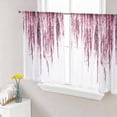 thumbnail image 1 of Pink Sheer Curtains 45 Inch Length 2 Panels Set, Summer Botanical Leaves Watercolor Voile Window Treatment Rod Pocket Small Kitchen Curtains Drapes for Bedroom 52"x45"x2, 1 of 7