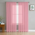 thumbnail image 1 of Pink Sheer Curtains 96 Inch Length 2 Panels Set for Living Room/Bedroom, Pure Pink Semi Curtain Sheers Drapes Rod Pocket Curtains Window Treatment Set 52''x96''x2, 1 of 7
