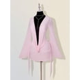 thumbnail image 1 of Pink Sheer Mesh Plunging V-Neck Mini Dress With Bell Sleeves And Twist Front Detail, 1 of 8