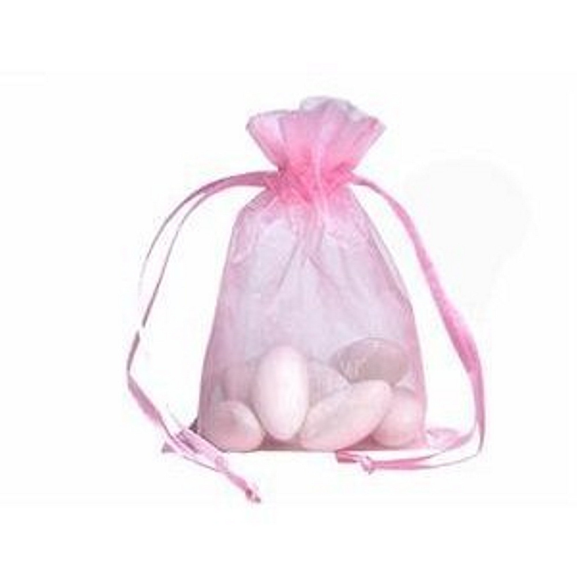 50 Pcs Pink Organza Drawstring Bags - Sheer Mesh Gift Bags For Wedding Favors & Jewelry