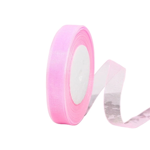 Pink Sheer Organza Ribbon 0.59 Inch x 50 Yards, Lightweight Tulle Chiffon Ribbon Roll for Gift Wrapping, Wedding Invitations, Bouquets, Hair Bows, Crafts and Party Decor