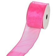 Gwen Studios 2.5" Pink Sheer Wire Edge Ribbon, 10 Yards