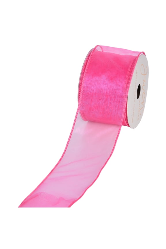 2.5" Pink Sheer Wire Edge Ribbon, 10 Yards