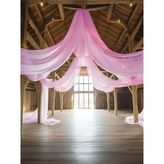 Pink Sheer Voile Fabric Backdrop 393 Inch Long For Wedding Ceremony Home Decor