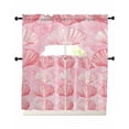thumbnail image 1 of Pink Shell Coastal Swag Kitchen Curtains Sets for Windows 24 Inch Length, Summer Beach Nautical Ocean Short Window Curtain Panels Swags Valances and Tiers 3 Piece Set for Cafe/Dining Room, 1 of 5