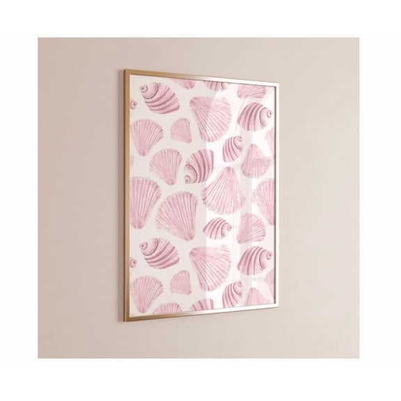 Pink Shell Wall Art Coastal Beach Print Seashell Illustration Minimalist Ocean Decor Soft Pink Nautical Artwork Coastal Wall Decor Wall Art