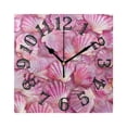 thumbnail image 1 of Pink Shells Wall Clock Square Silent Non Ticking Battery Operated Clock for Home Bathroom Kitchen Bedroom Living Room, 1 of 8
