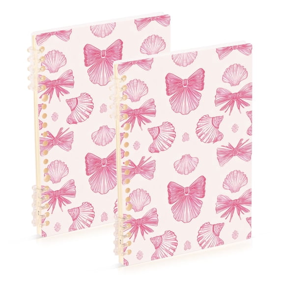 Pink Shells with Pink Bows Notebook Detachable Coil Notebook Diary Plan Book A5 Size 60 Pages 1 Pack