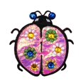 thumbnail image 1 of Pink Shiny Ladybug Patch Gem Bead Bug Insect Flower Embroidered Iron On Applique, 1 of 1