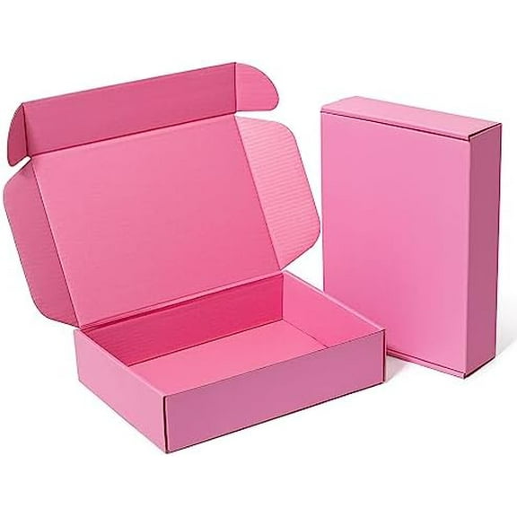 Pink Shipping Boxes 9x6.5x2 Inches 25 Pack- Corrugated Cardboard Mailing Box for Small Business, Tab Locking Literature Mailer for Packing Jewelry Ornament Gift Craft Packaging Supplier