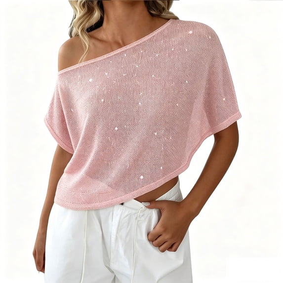 Pink Shirts for Women's Asymmetrical Poncho Tops Off The Shoulder Lightweight Shawl Sweater