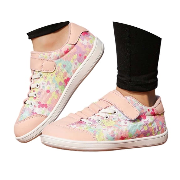 Pink Shoes for Girls Size 4 Red Zero Drop Casual Loose Fit School Sneakers on Little Kids Running Tennis Canvas Casual Preschool Outdoor Activities