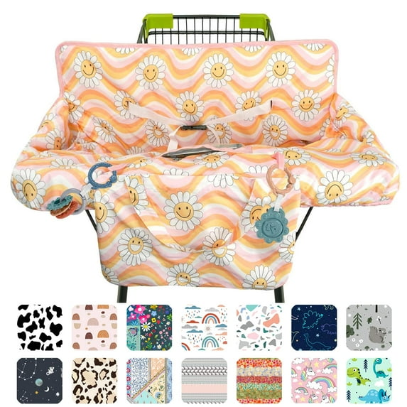 Pink Shopping Cart Cover for Baby 2-in-1 High Chair Cover with Safety Harness Multifunctional Sunflower Pattern Cart Covers for Babies Soft Padded Grocery Cart Cover for Baby Boy Girl