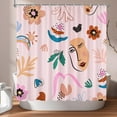 thumbnail image 1 of Pink Shower Curtain, Abstract Human Face Shower Curtains for Bathroom, Modern Mid Century Aesthetic Shower Curtain, Waterproof Fabric Bathroom Shower Curtain, 1 of 6