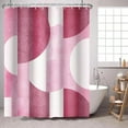 thumbnail image 1 of Pink Shower Curtain Abstract Modern Geometry Circles Contemporary Style Shower Curtain Pink White Shower Curtains Bathroom Accessories 72x72 Inches, 1 of 6
