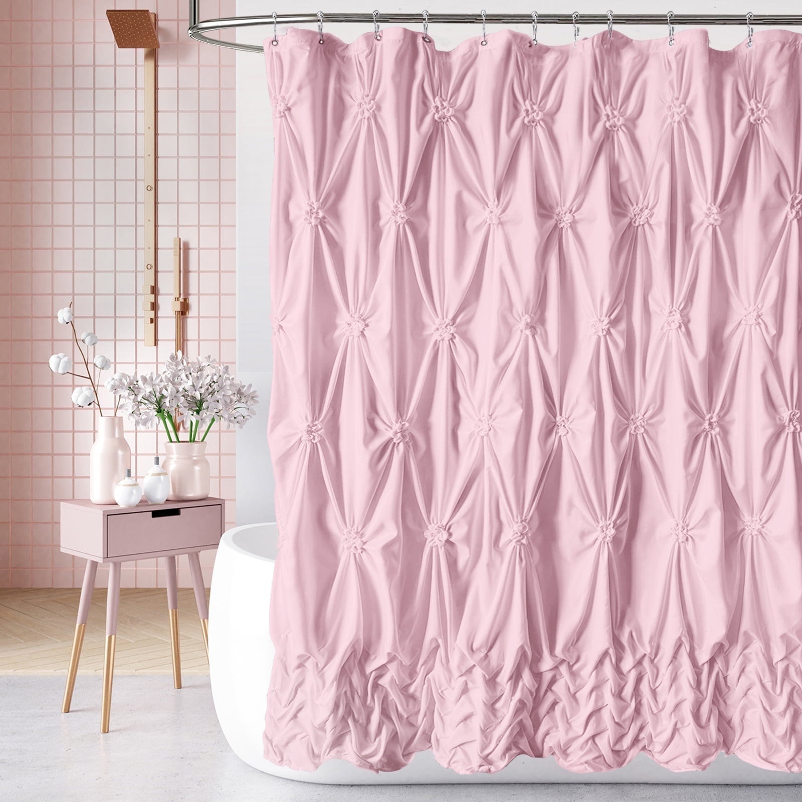NixiYa Pink Shower Curtain Fabric Shower Curtain Boho Shower Curtains ...