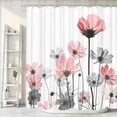 thumbnail image 1 of Pink Shower Curtain, Rustic Elegant Floral Pink and Gray Daisy Flower Bathroom Curtains, Cute Wildflower Design Farmhouse Plant Grey Shower Curtain Liner with Hooks,72x72Inch, 1 of 6