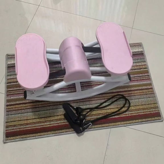 Pink Side-To-Side Lateral Rocking Stepper With Resistance Band And Anti-Slip Mat For Home Leg Hip Core Workout