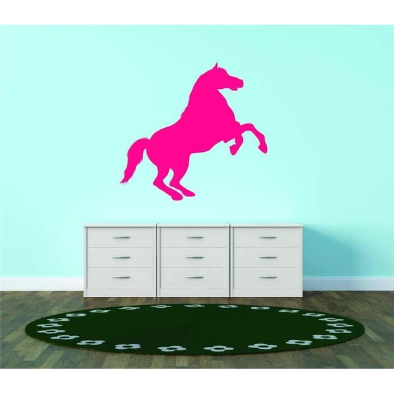Pink Silhouette Galloping Horse Stallion Equestrian Animal Vinyl Wall Decal Vinyl Peel And Stick Sticker Wall Decal 15x15