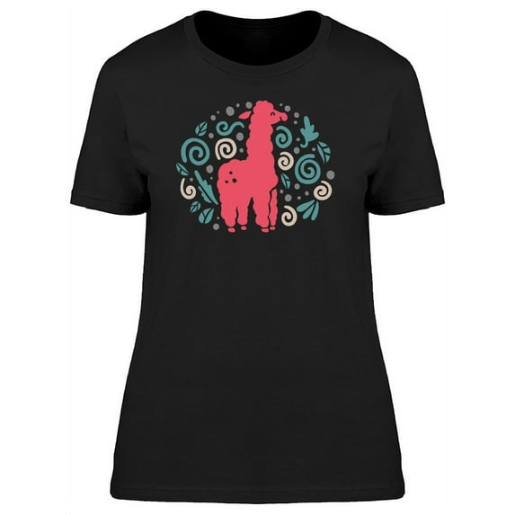 Pink Silhouette Of A Lama T-Shirt Women -Image by Shutterstock, Female x-Large