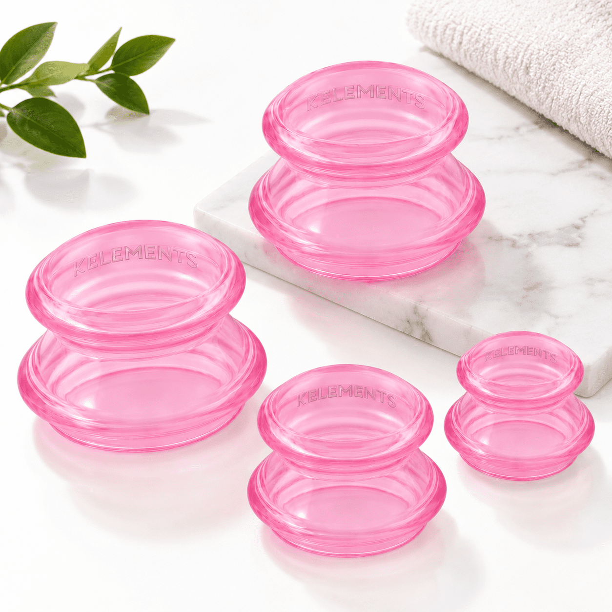 Pink Silicone Cupping Set, 4 Massage Cups for Tension and Self-Care ...