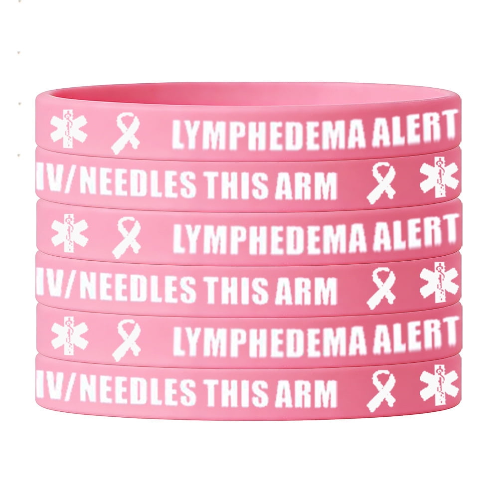 Pink Silicone Lymphedema Alert Bracelet for Women,6mm Wide Medical ID ...