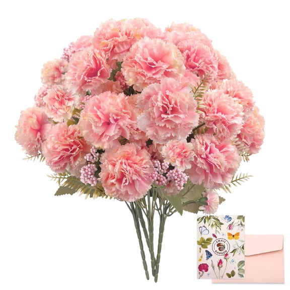 Pink Silk Carnations Bulk with Mini Blooms & Leaves for Home Decor Wedding Mother's Day