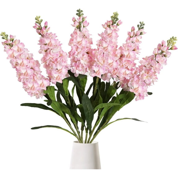 Pink Silk Flowers Snapdragon Artificial Flowers, Antirrhinum Fake Flowers 3.5'' Long Stem Delphinium Faux Flowers Light Pink Flowers for Home Decor Wedding Table Centerpieces (Light Pink)