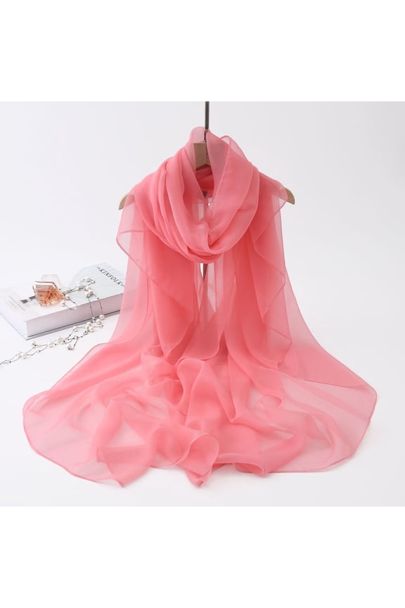 Pink Silk Scarves Lady Scarf Soft Lightweight Thin Women Summer Neck Wrap for Vacation