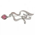 thumbnail image 1 of Pink Silver Tone Cancer Awareness Dove Pin Brooch, 1 of 1