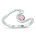 thumbnail image 1 of Pink Simulated Opal Bead Ocean Wave Ring Sterling Silver Size 9, 1 of 3