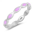thumbnail image 1 of Pink Simulated Opal Eternity Wavy Ring Sterling Silver Size 10, 1 of 3