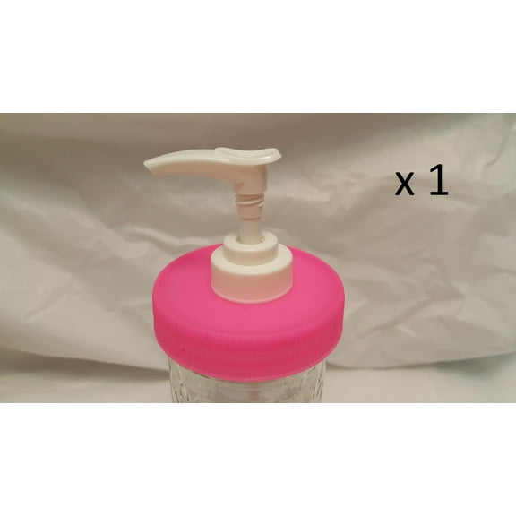 Pink Single Pack Plastic Lid & Pump Mason Jar Soap/Lotion/Condiment Dispenser …