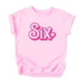 thumbnail image 1 of Pink Six Birthday Shirt for Girls Cute & Girly 6th Party Graphic Tee with Heart for Kids Pink Shirt 4T, 1 of 5