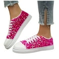 thumbnail image 1 of Women's Glitter Sequins Sparkly Lightweight Lace Up Canvas Shoes Low Top Platform Slip On Sneakers Non Slip Casual Walking Shoes Pink Size 7, 1 of 5