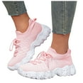 thumbnail image 1 of Women's Walking Shoes Slip On Sneakers Non Slip Gym Workout Mesh Casual Sock Trainers Breathable Lace Up Tennis Shoes Pink Size 9.5, 1 of 7