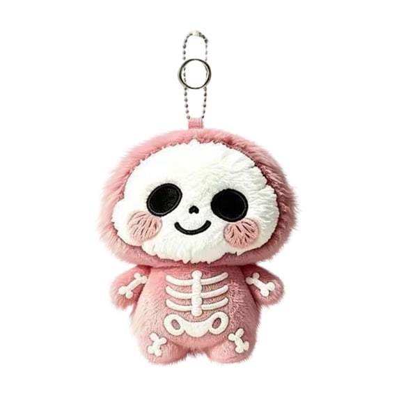 Pink Skeletons for Halloween Plush Keychain Spooky Halloween Decorations Tiny Skeleton Ghost Plush Toy Pendant Halloween Party Favors Backpack Charm