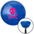 thumbnail image 1 of Pink Skull & Bones Blue Retro Metal Flake Shift Knob with M16 x 1.5 Insert Shifter, 1 of 1