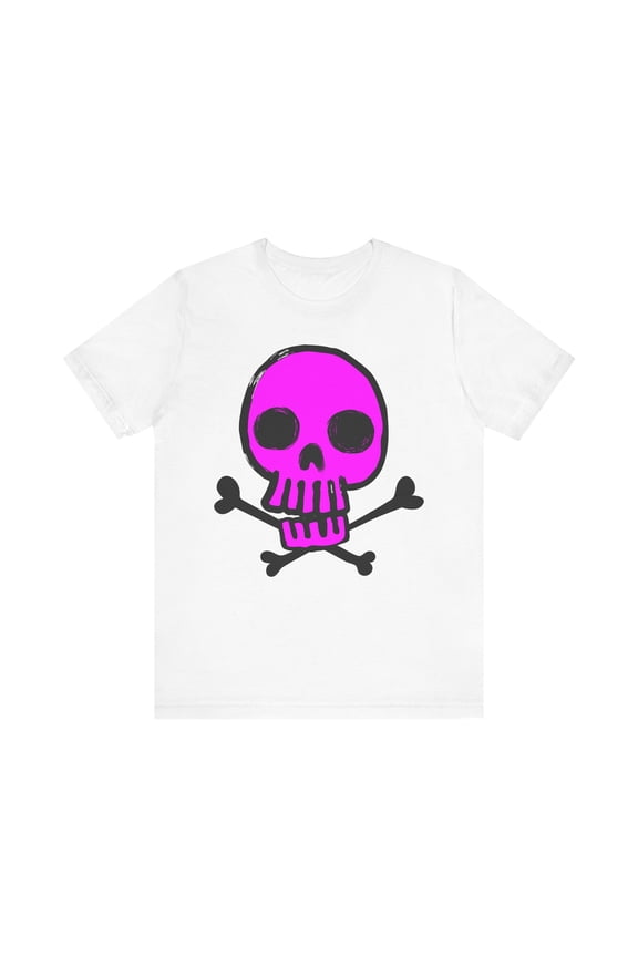 Pink Skull Graphic Design Tee, Skull Shirt, Vintage Tees, Art Design T-Shirt, Vintage Graphic Tee, Art Shirts with Skulls