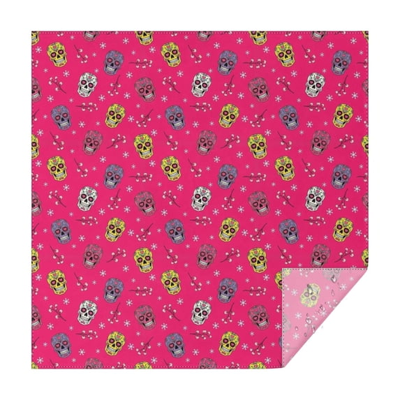 Pink Skull Snowflake Pattern Square Tablecloth,Waterproof Square Table Cover,Wipeable Spillproof Washable Table Cover for Home Kitchen Party Decor 60"x60"(152x152cm)