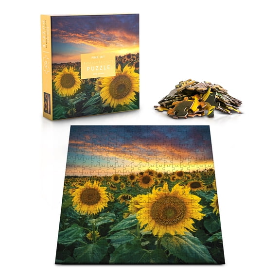 Sunflower Pink Sky Puzzle 300 Piece Cylinder Box Gift Jigsaw Puzzle