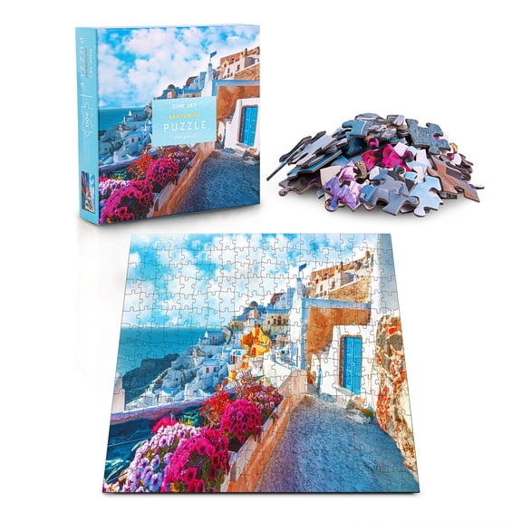Santorini Pink Sky Puzzle 300 Piece Cylinder Puzzle Box Gift Jigsaw Puzzle