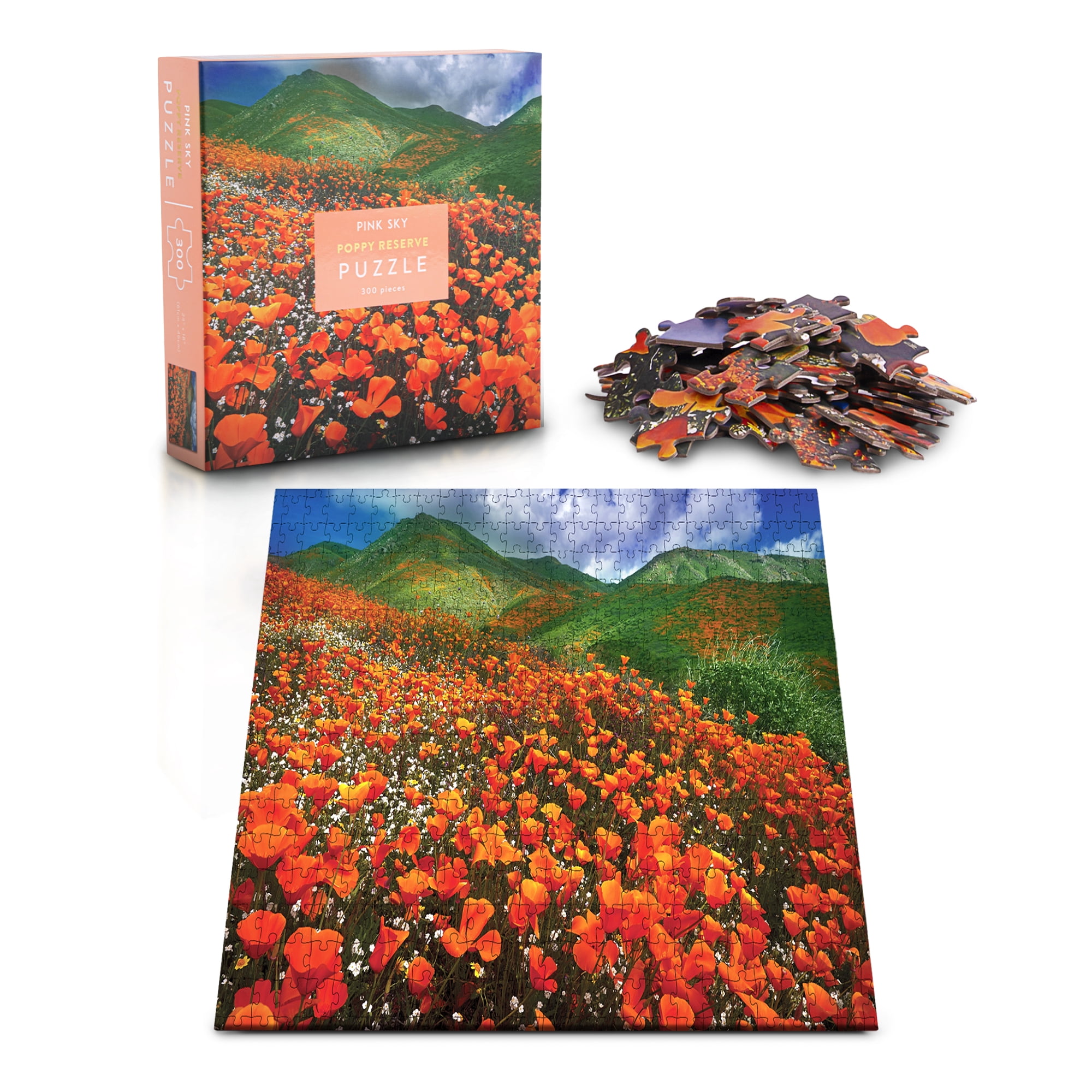 Poppy Reserve Pink Sky Puzzle 300 Piece Cylinder Box Gift Jigsaw Puzzle