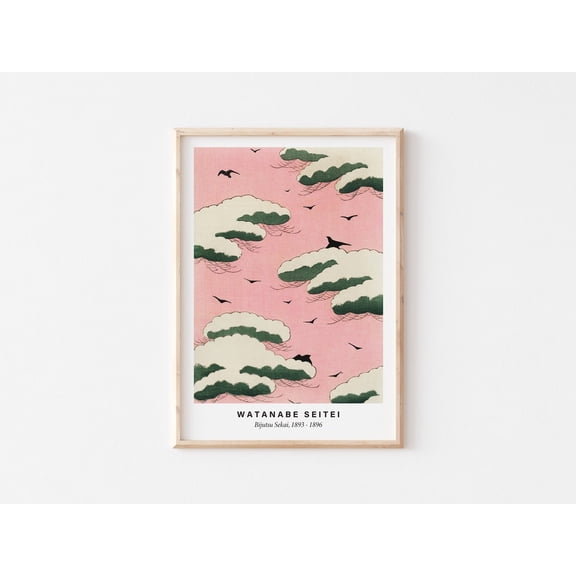 Pink Sky Art Print, Watanabe Seitei Wall Art, Vintage Museum Exhibition Poster, Japanese Wall Art, Unframed Poster Size 12x18 F03.1.14l1465