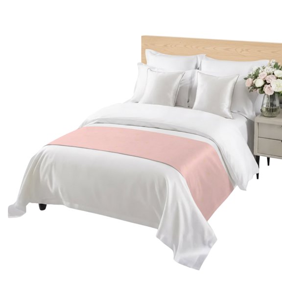 Pink Sky Bed Runner for Bedroom, Modern Minimalist Romantic Watercolor Gold Star Dots Night Decorative Satin Bed Runners & Scarves for Foot of Twin Beds Bedding Throws for Hotel Guest Room 71" x 20"