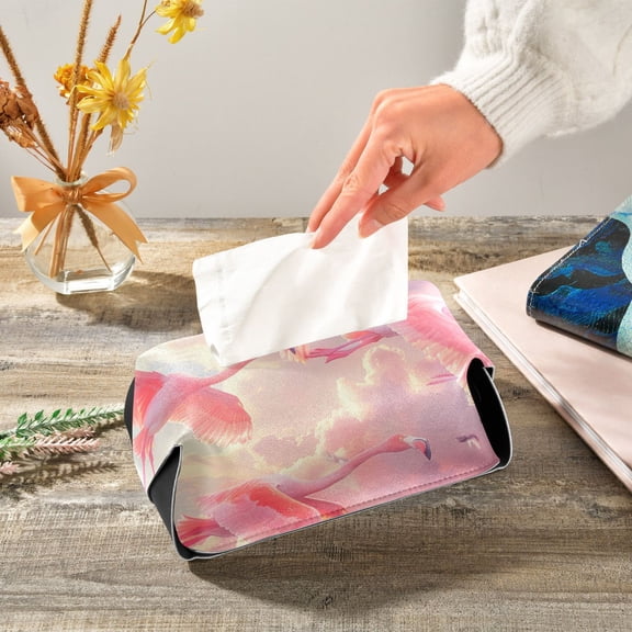 Pink Sky Flamingo Napkin Dispenser Leather Paper Napkins Holders Elegant Modern Fancy for Kitchen Dining Room Table Decor